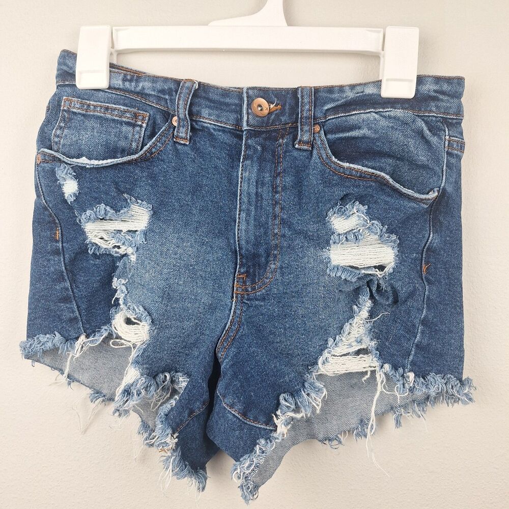 KENDALL + KYLIE The Icon Short Distressed Denim Cutoff Shorts Womens Size 7 28
